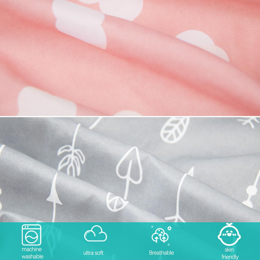 Biloban crib sheet two-pack convenience provides backup bedding for busy households.