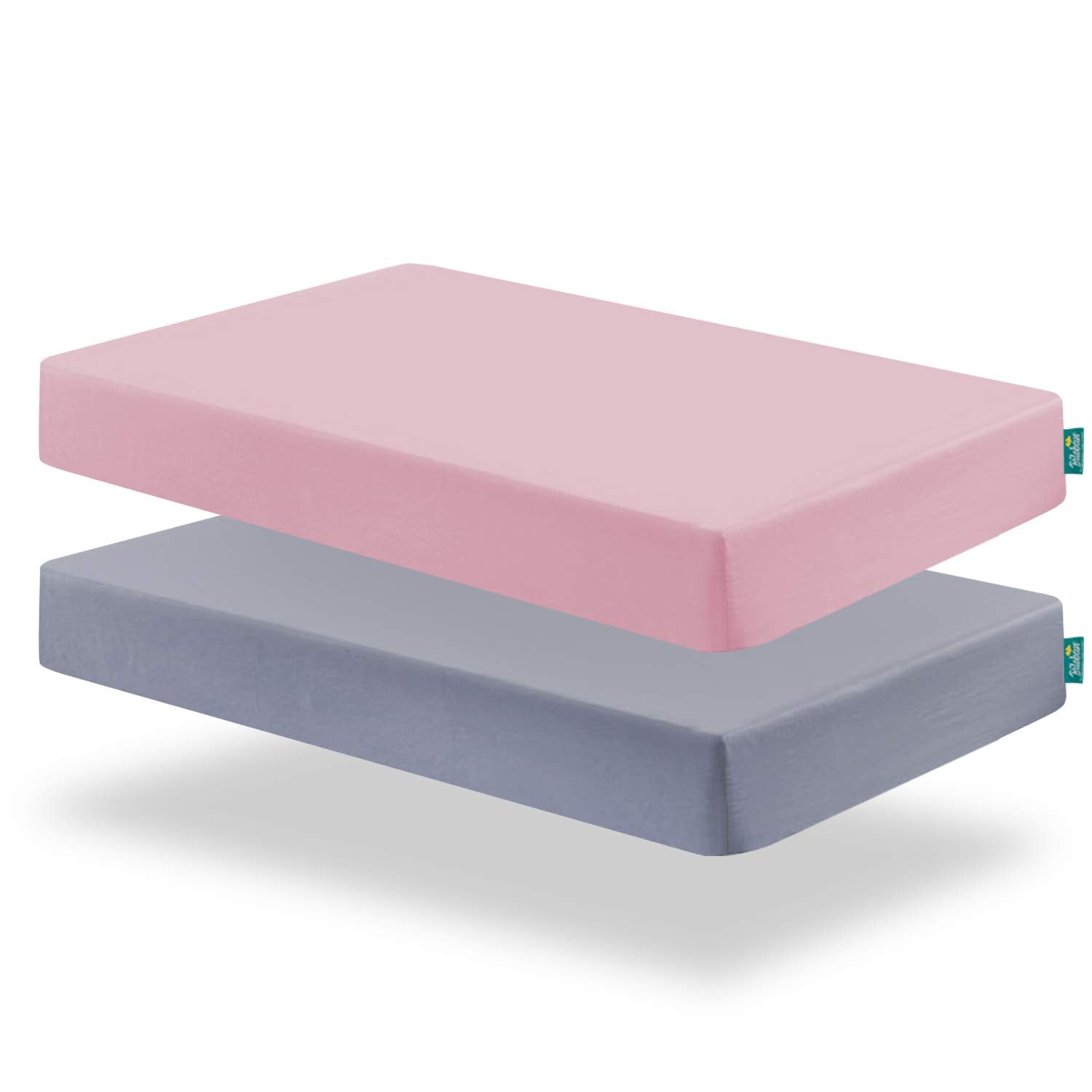 Biloban crib sheets girl fit elastic band close-up showing snug fit for safe sleep