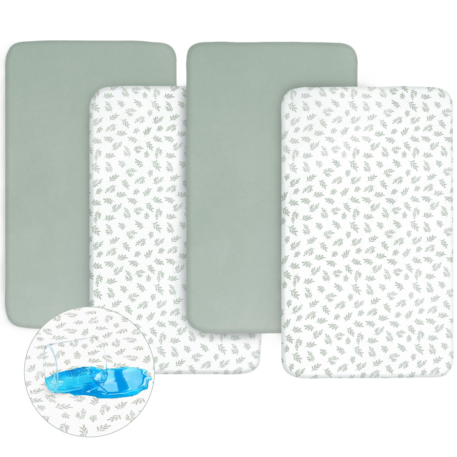 Biloban crib sheets on mattress showing 52x28 size and secure elastic