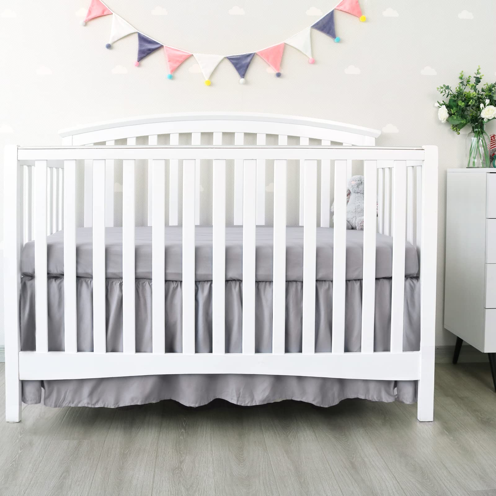 Biloban crib skirt care-wash friendly and machine washable for easy nursery upkeep