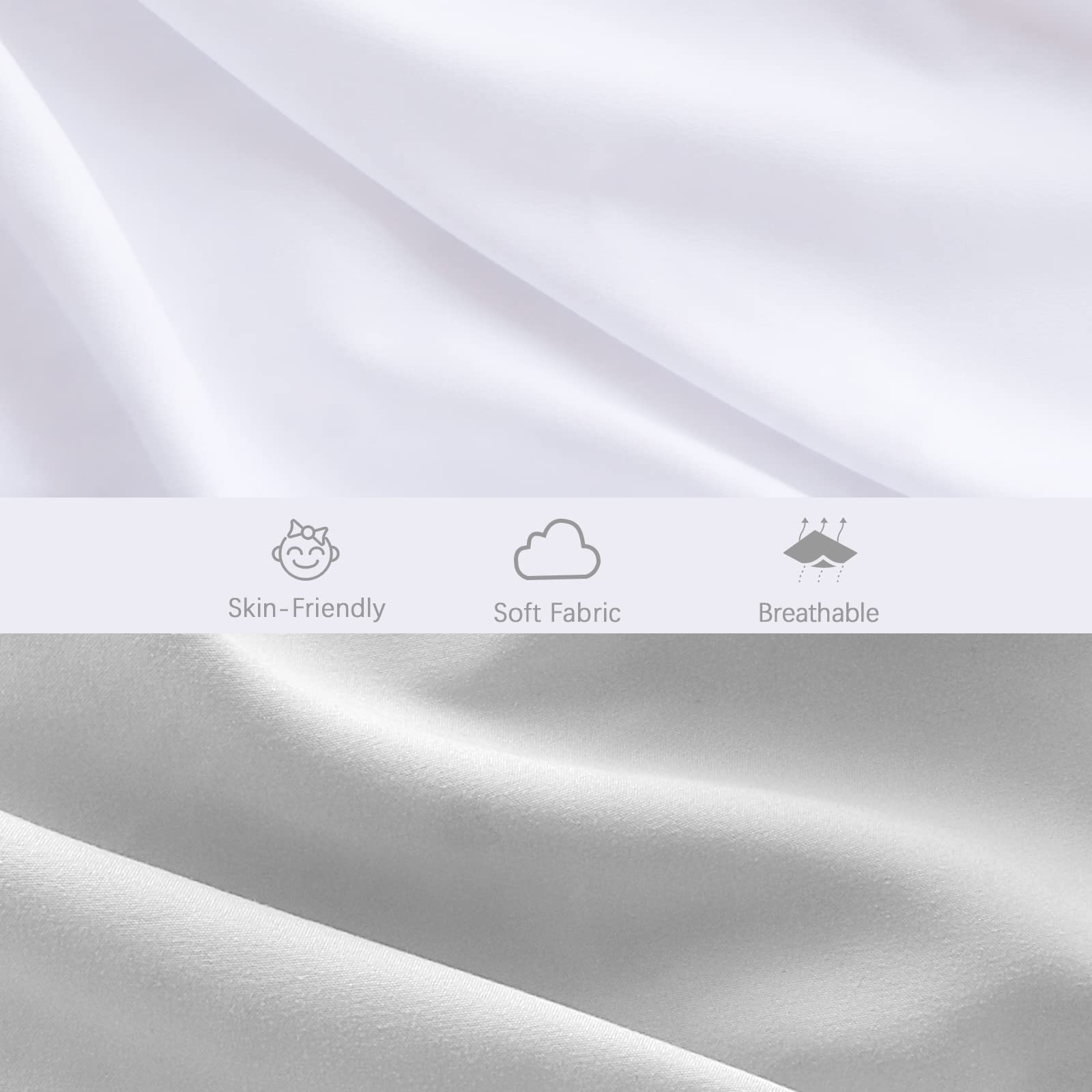 Biloban Dream On Me compatible bassinet sheets grey white image emphasizes compatibility with travel bassinets.