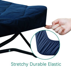 Biloban elastic-stretch sheet keeps the cover snug on portable beds during travel.