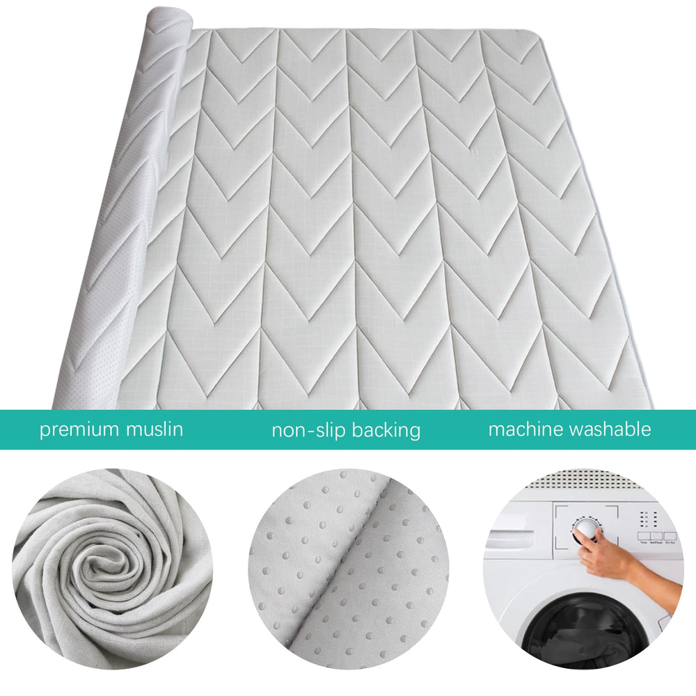 Biloban foam play mat care: machine washable on gentle cycle.