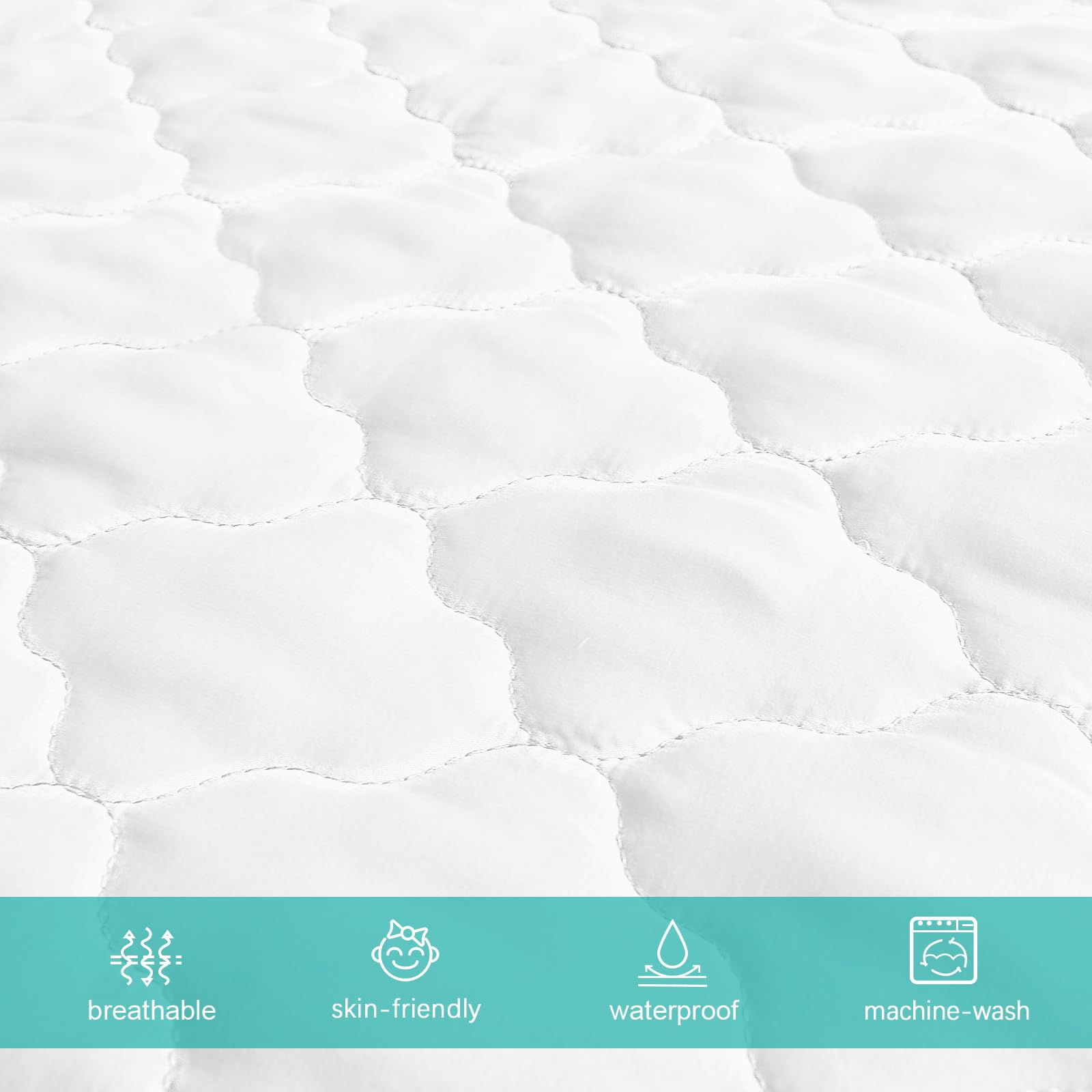 Biloban machine-washable crib mattress protector for easy cleanup.