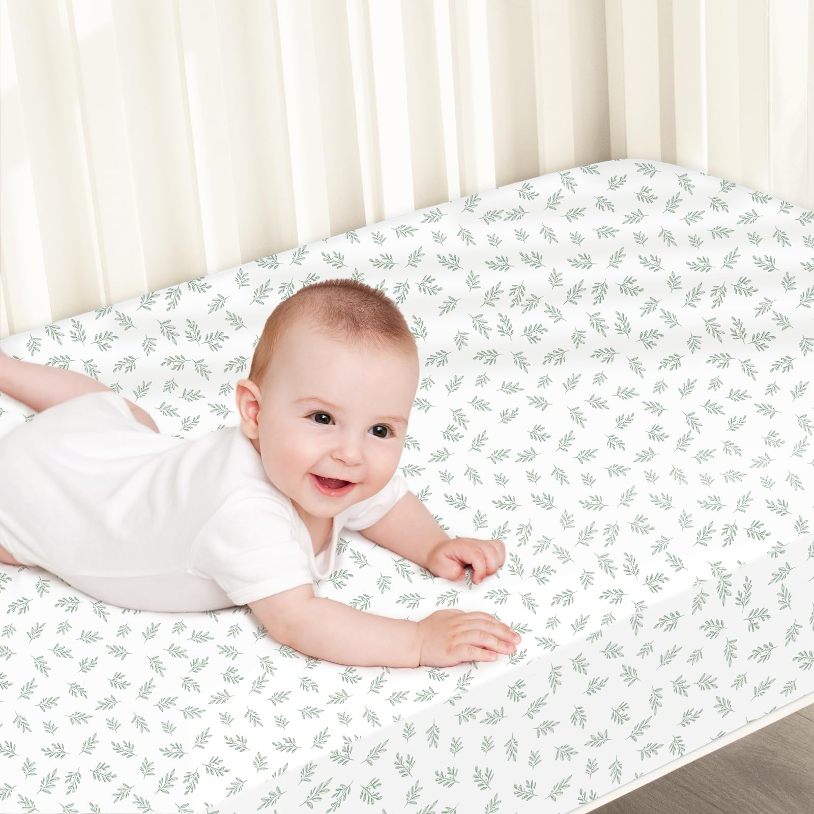 Biloban machine-washable crib sheets indicating easy care and durability