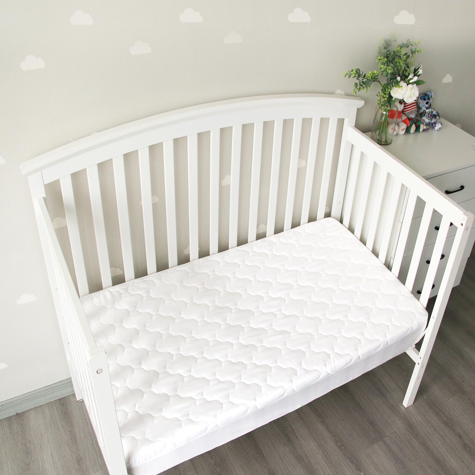 Biloban machine-washable mattress protector designed for easy nursery care
