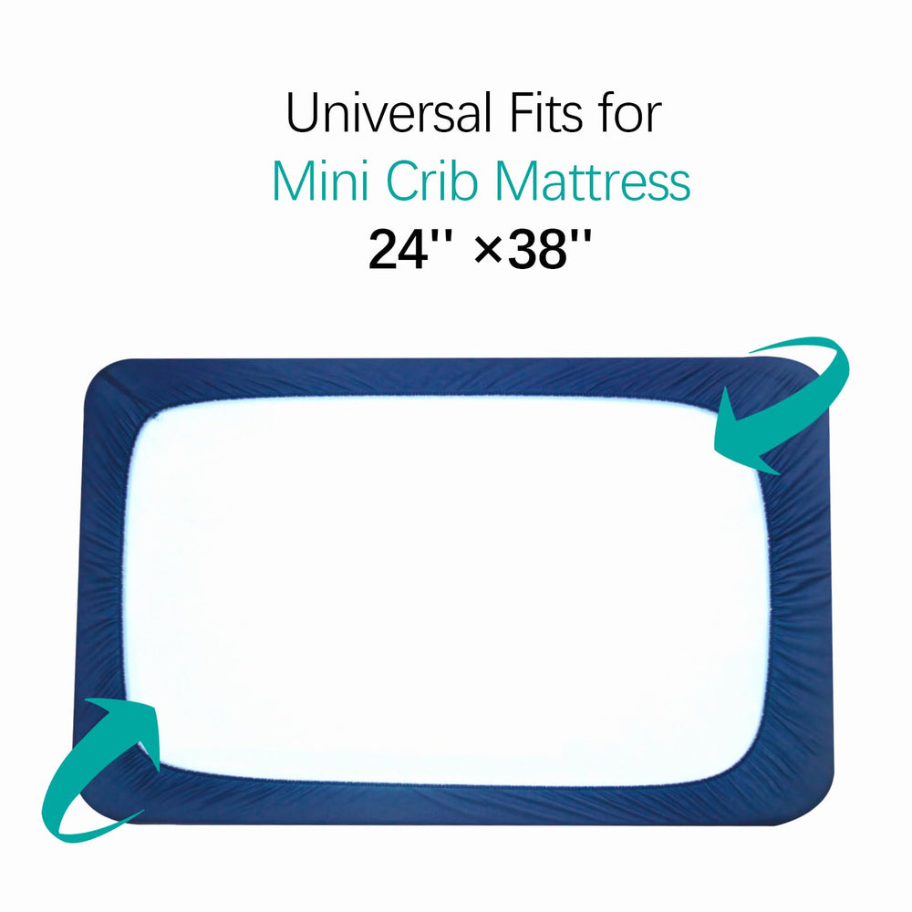 Biloban mini-crib-mattress-protector noiseless padding keeps baby comfortable.