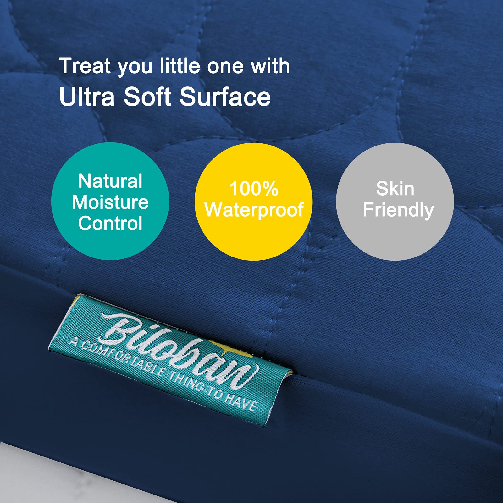 Biloban mini-crib-mattress-protector waterproof-cover protects against spills during sleep.