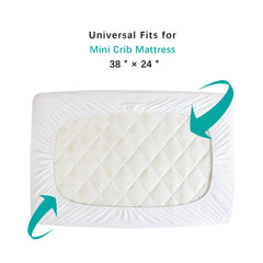 Biloban mini crib protector waterproof TPU layer closeup prevents leaks while remaining quiet.