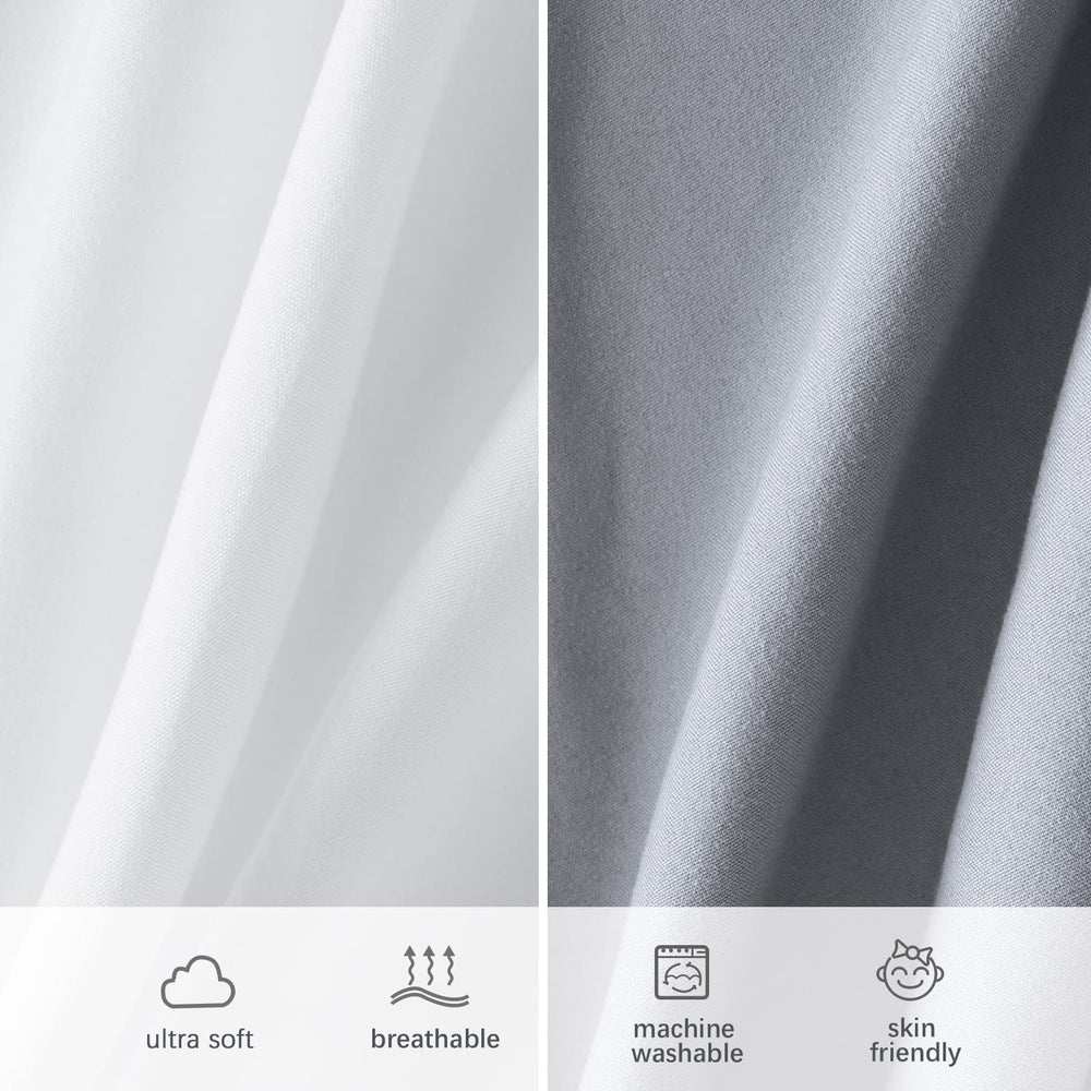 Biloban mini crib sheets in gray navy white offer versatile nursery styling