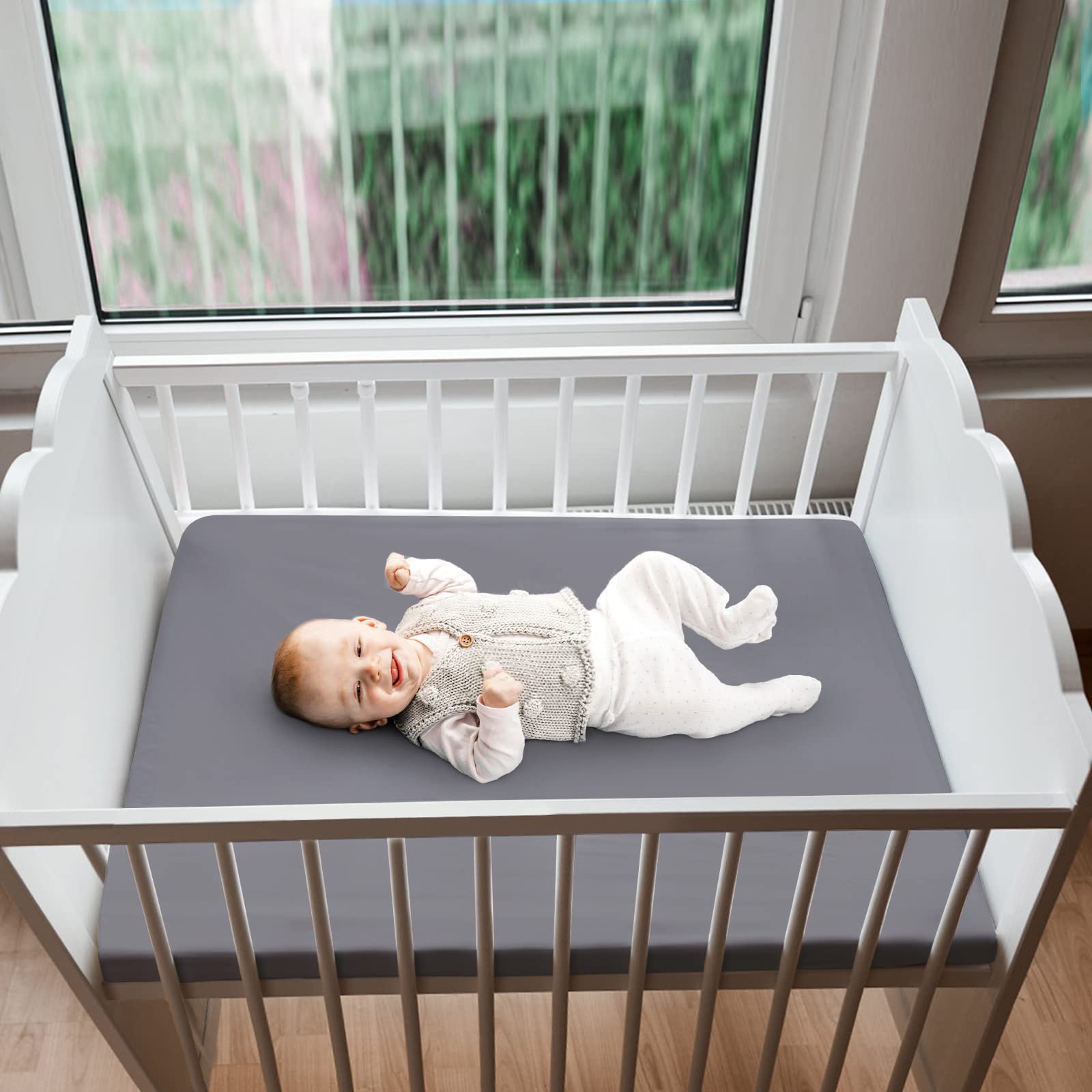 Biloban mini crib sheets soft microfiber provides gentle comfort.