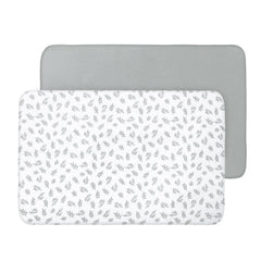 Biloban mini crib sheets fitted in grey snugly cover 38x24 inch mattress.