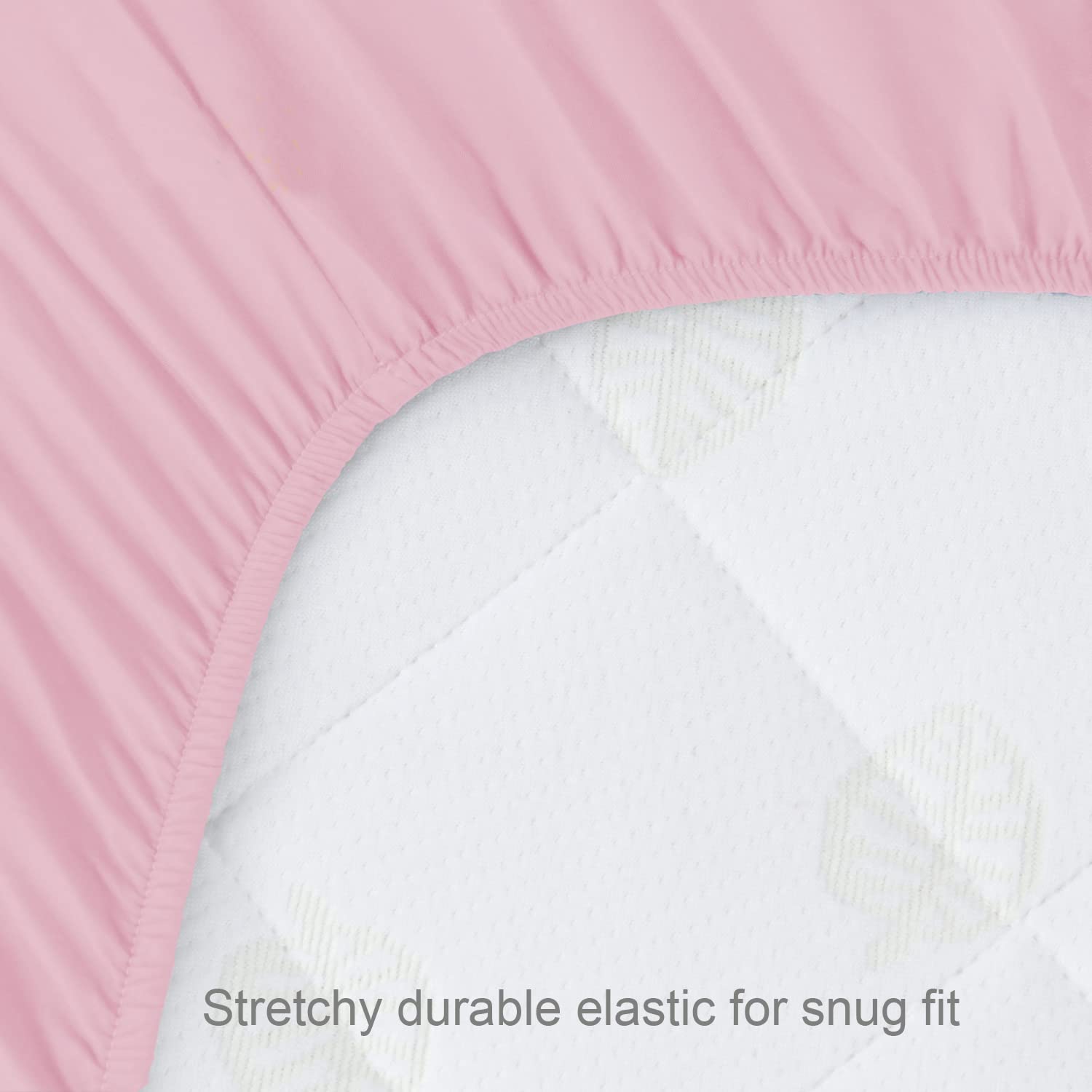 Biloban grey-pink colorway delivers modern nursery styling with soft microfiber feel.