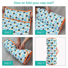 Biloban nap mat featuring a carrying handle for portable daycare or travel.