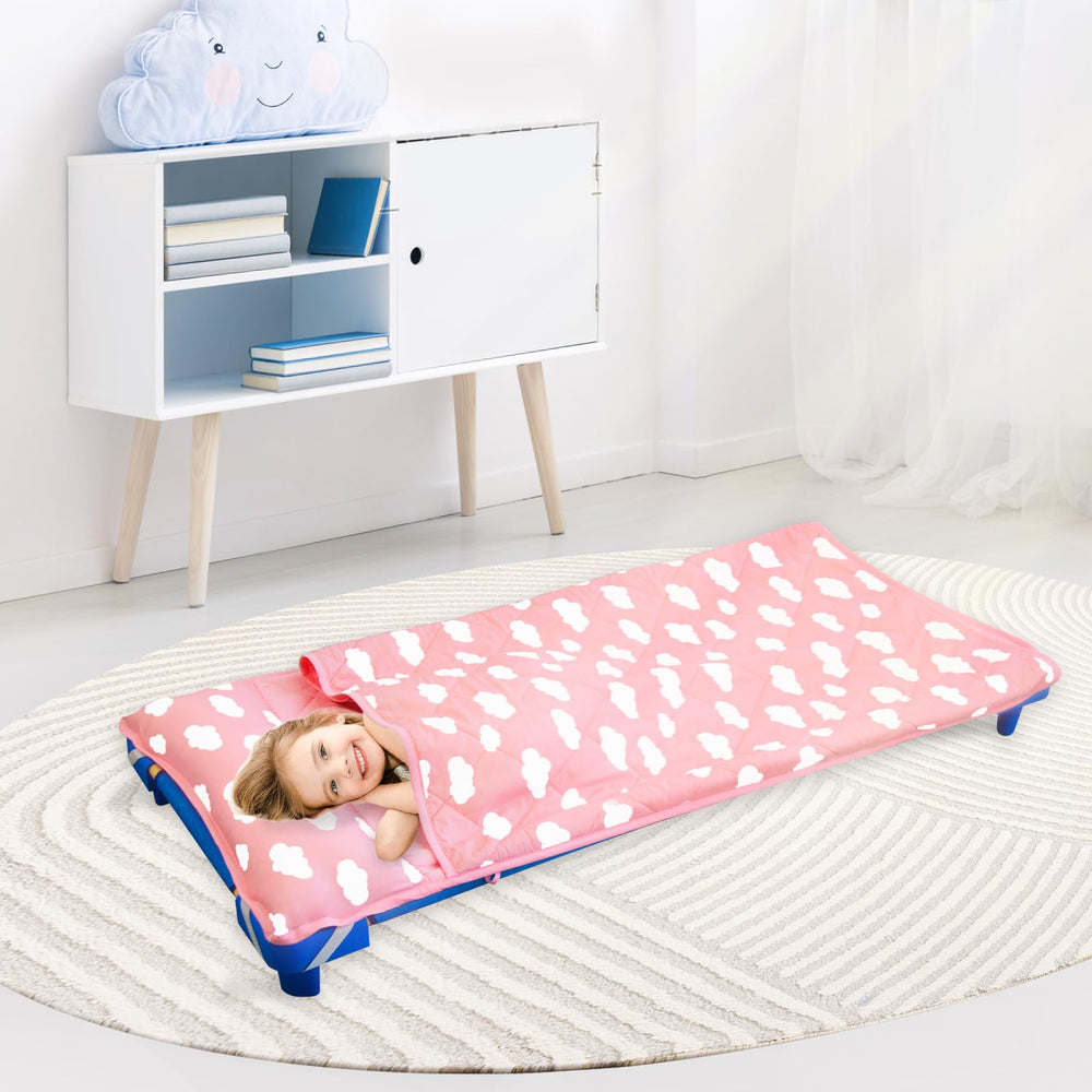 Biloban Nap Mat carry handle view shows easy transport for daycare.