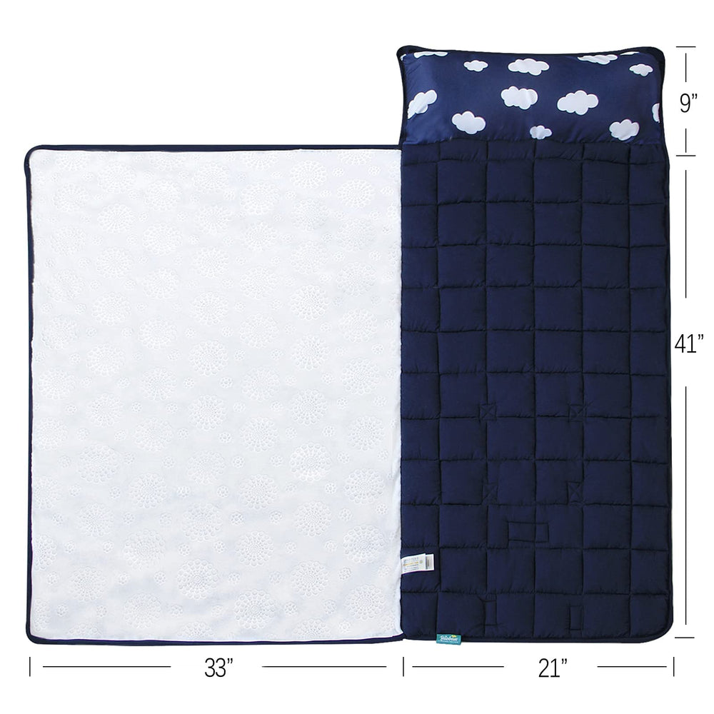 Biloban nap mat in use at kindergarten with child resting.