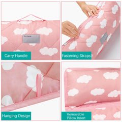 Biloban Nap Mat folded compact demonstrates portable, space-saving design.