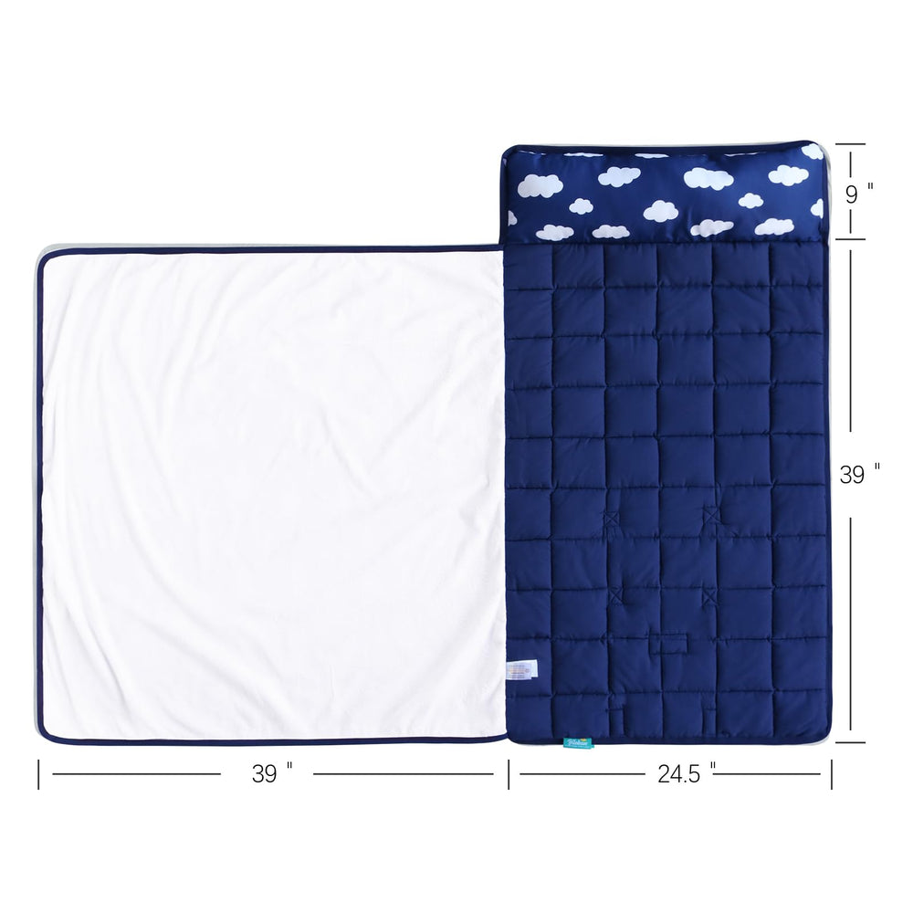 Biloban nap mat on Joovy Travel Cot shows compatibility for on-the-go preschool naps.