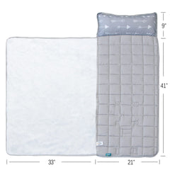 Biloban nap mat pillow closeup highlights plush pillow comfort.