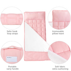 Biloban nap mat roll-up with carry handle enables portable nap time on the go