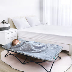 Biloban nap mat rolled-and-ready highlights easy portability for daycare or travel.