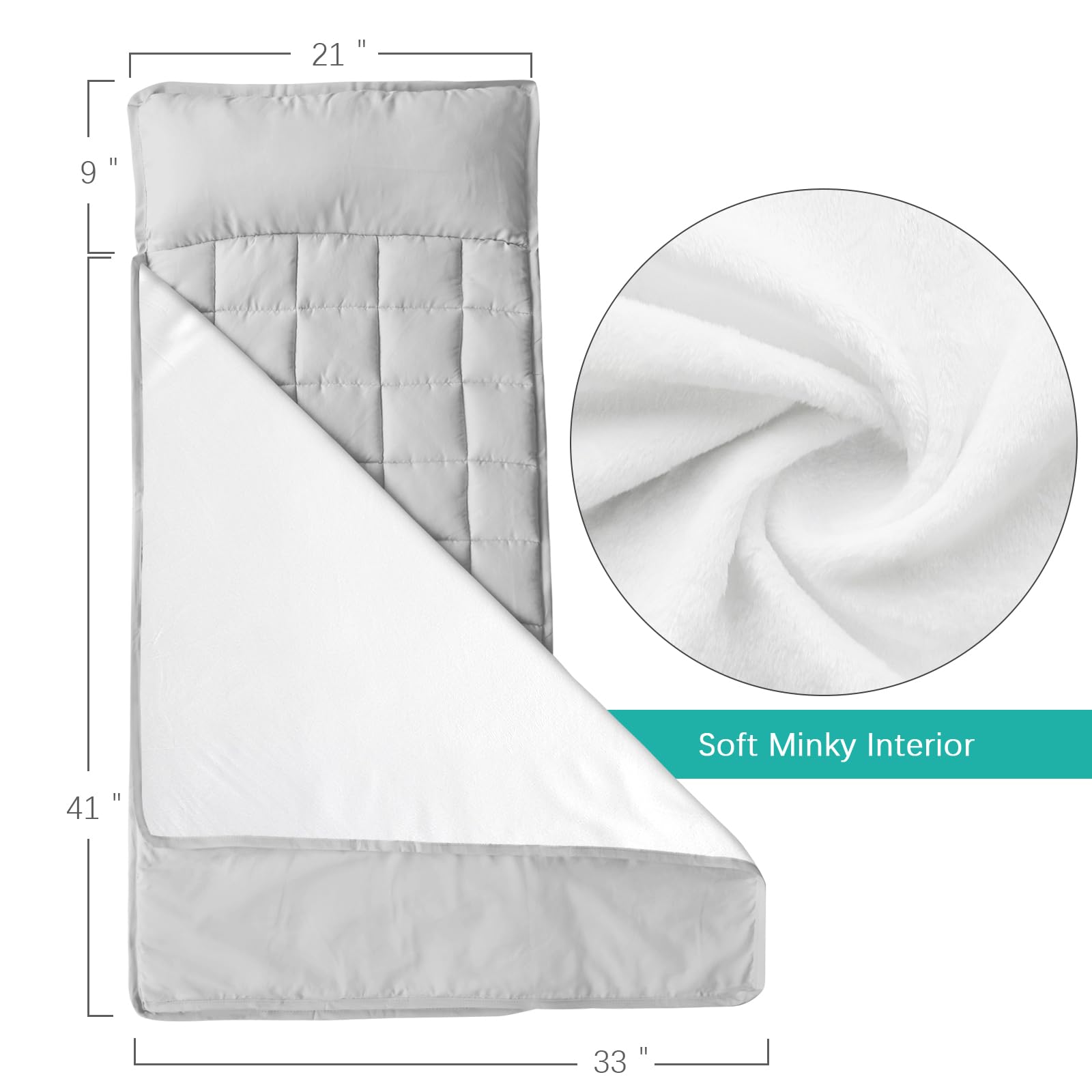 Biloban nap mat arrow grey offers a generous 50x21 inch sleep space.