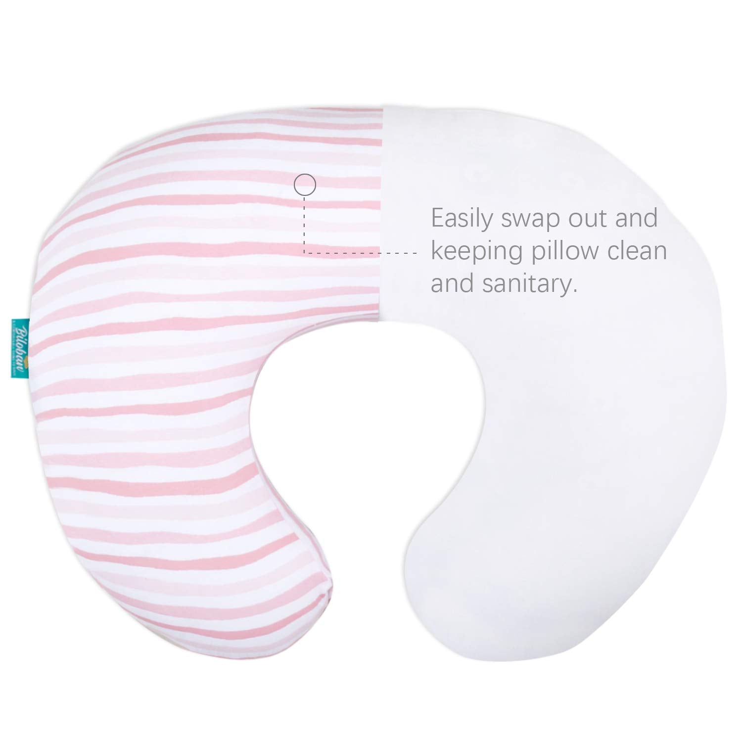 Biloban nursing pillow cover breathable fabric ideal for warm feeding sessions and quick drying.