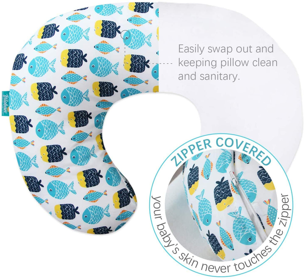 Biloban nursing pillow cover fits Boppy and standard pillows snugly