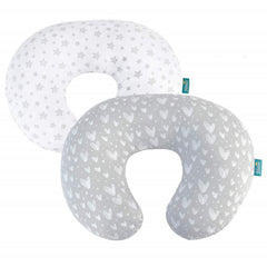 Biloban nursing pillow cover grey-white pattern close-up, silky-soft jersey cotton for gentle skin contact
