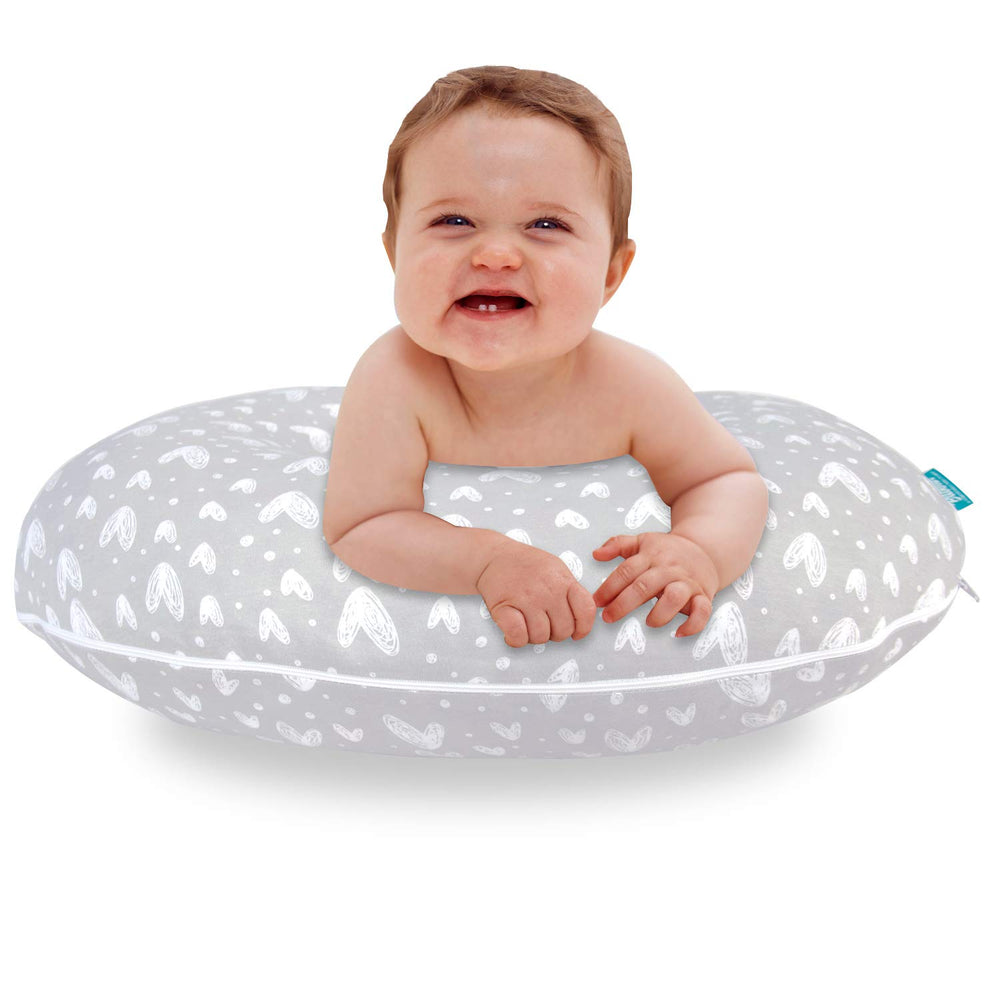 Biloban nursing pillow cover large zipper detail, easy removal and quick cleaning