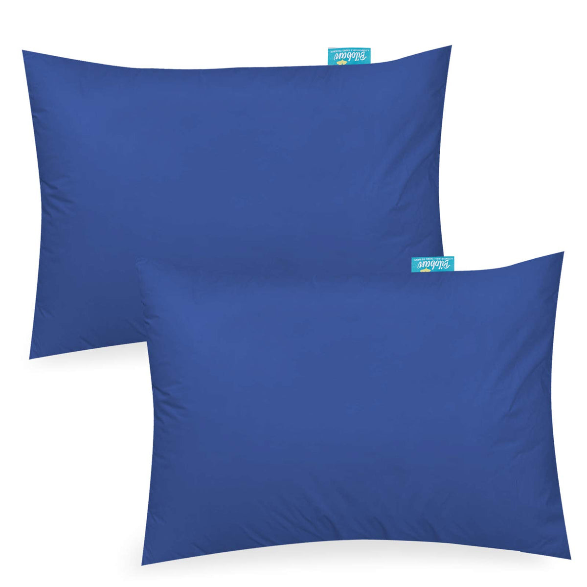 Biloban Organic Cotton Toddler Pillowcase navy front view showing soft breathable fabric for gentle sleep.