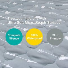 Biloban elastic skirt-fit highlights secure fit around mini mattress for safer protection.