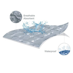 Biloban waterproof layer demonstrates silent protection against spills during naps.
