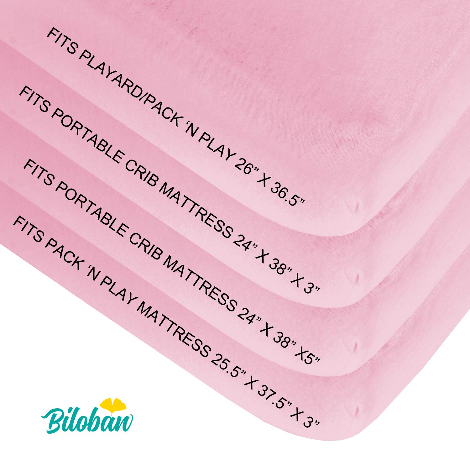 Biloban pack and play sheets fitted on mattress with soft microfiber feel.