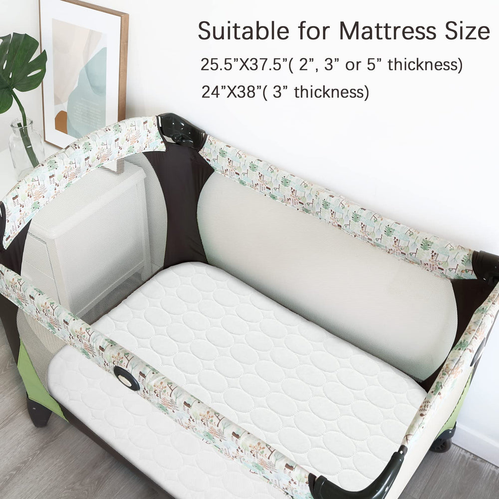 Biloban nursery scene image shows coordinated gray and white bedding for calm sleep spaces