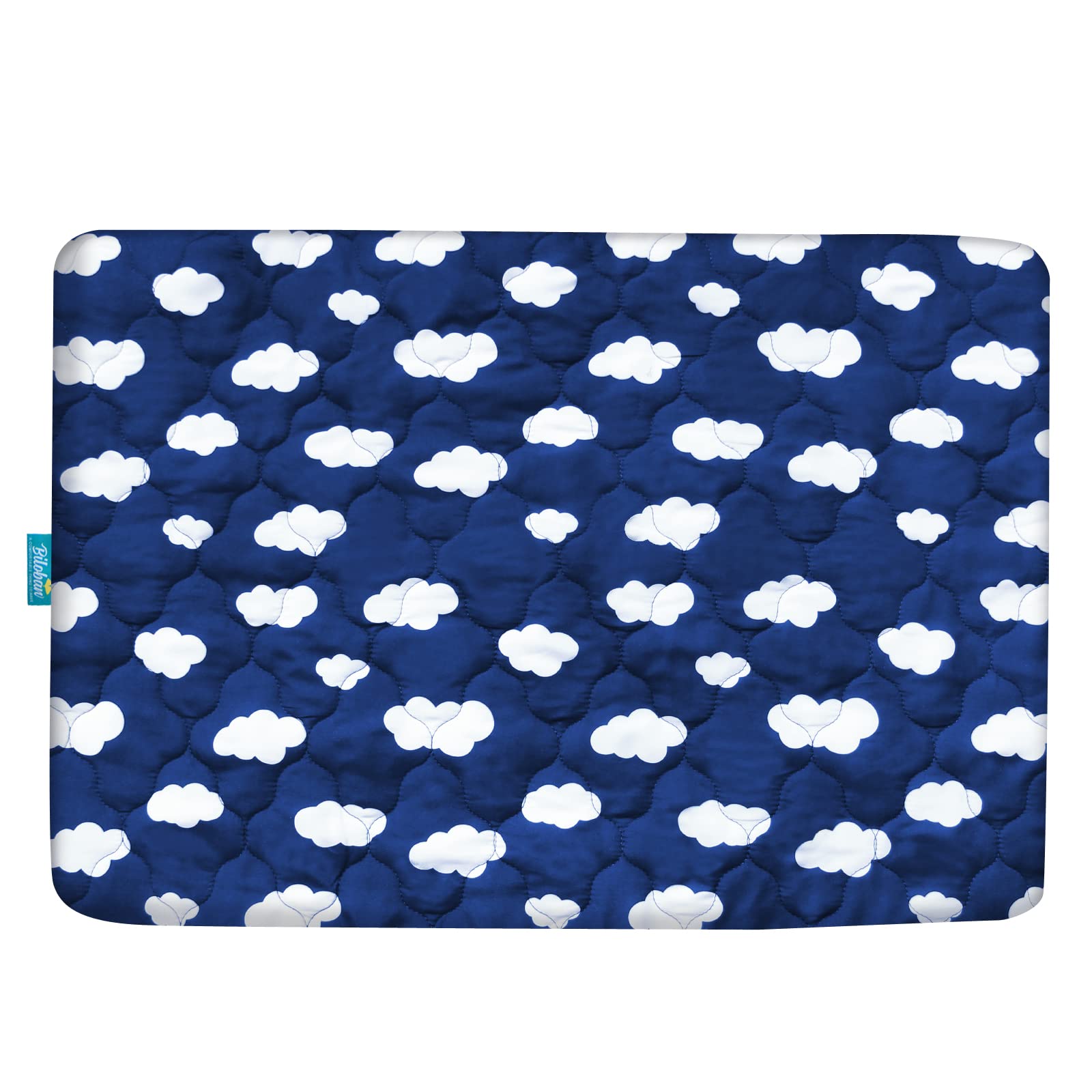 Biloban-compatible playard mat shows secure fit for 39x27 size.