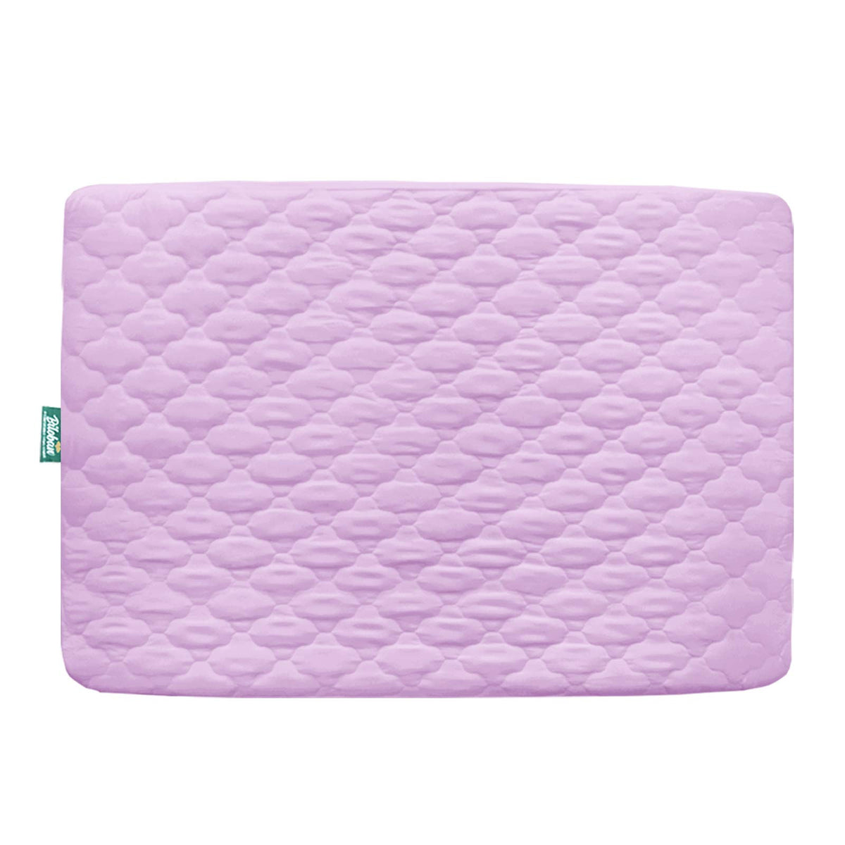 Biloban pack-n-play quilted sheet protects mattress from spills during naps.