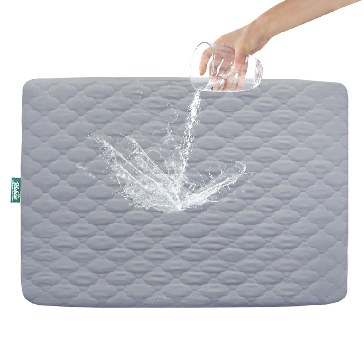 Biloban pack-n-play sheet quilted cover in gray fits standard playards for comfy naps.