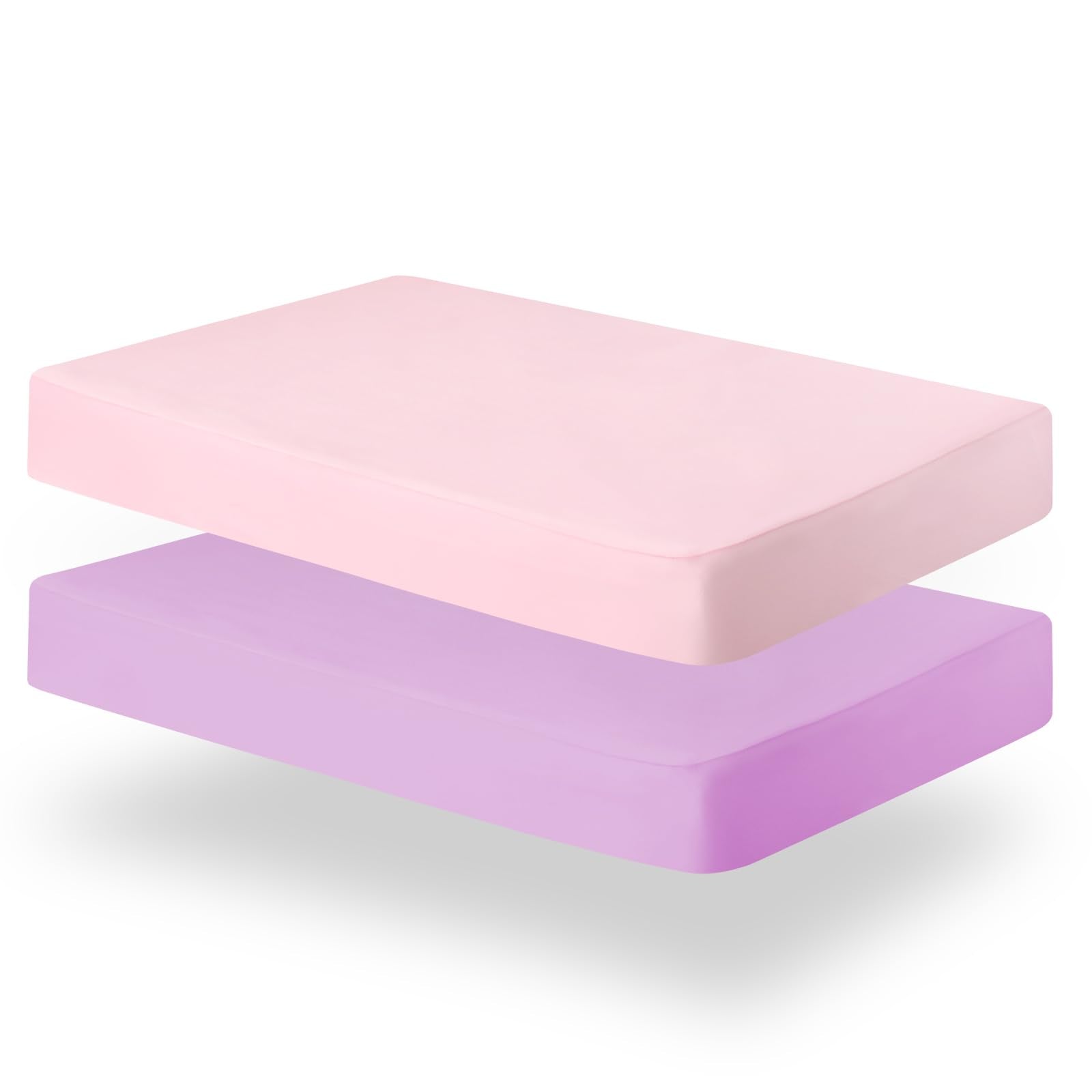 Biloban pack and play sheets with elastic edge secure a snug fit for playards.