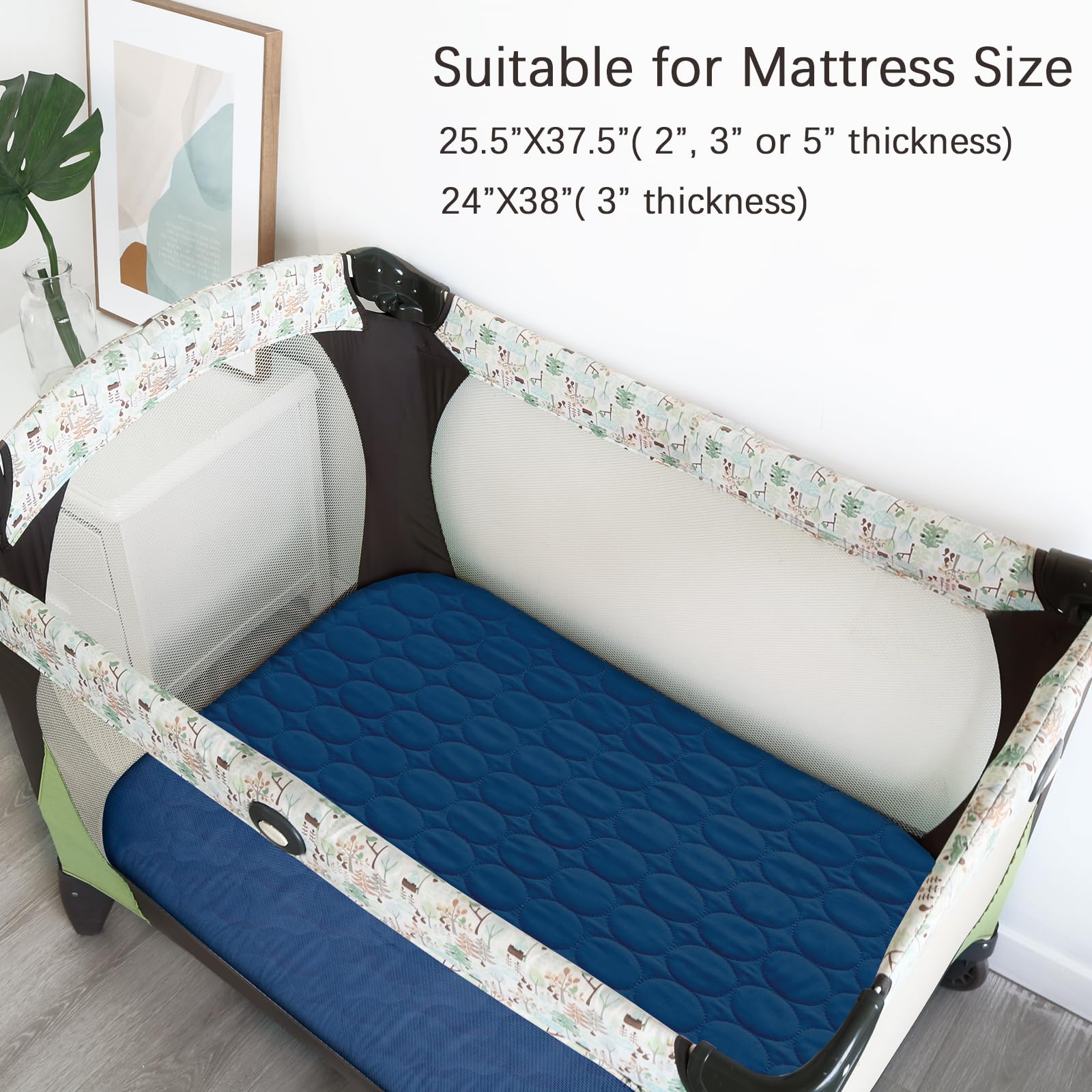 Biloban pack and play sheets waterproof layer protects against spills with TPU barrier.