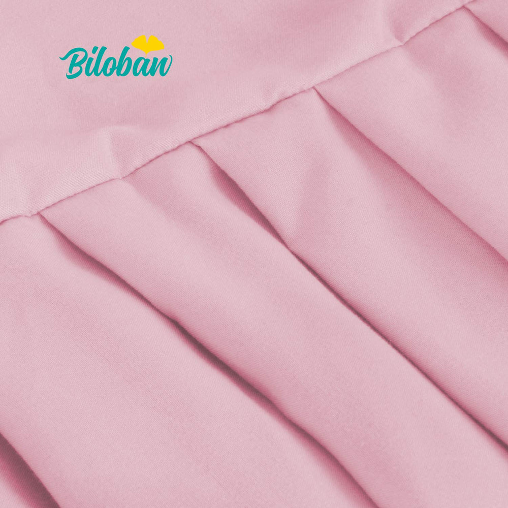 Biloban pink crib skirt ruffle detail highlights decorative finish