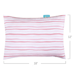 Biloban pink strip pillowcase close-up highlights breathable fabric for sensitive skin comfort.