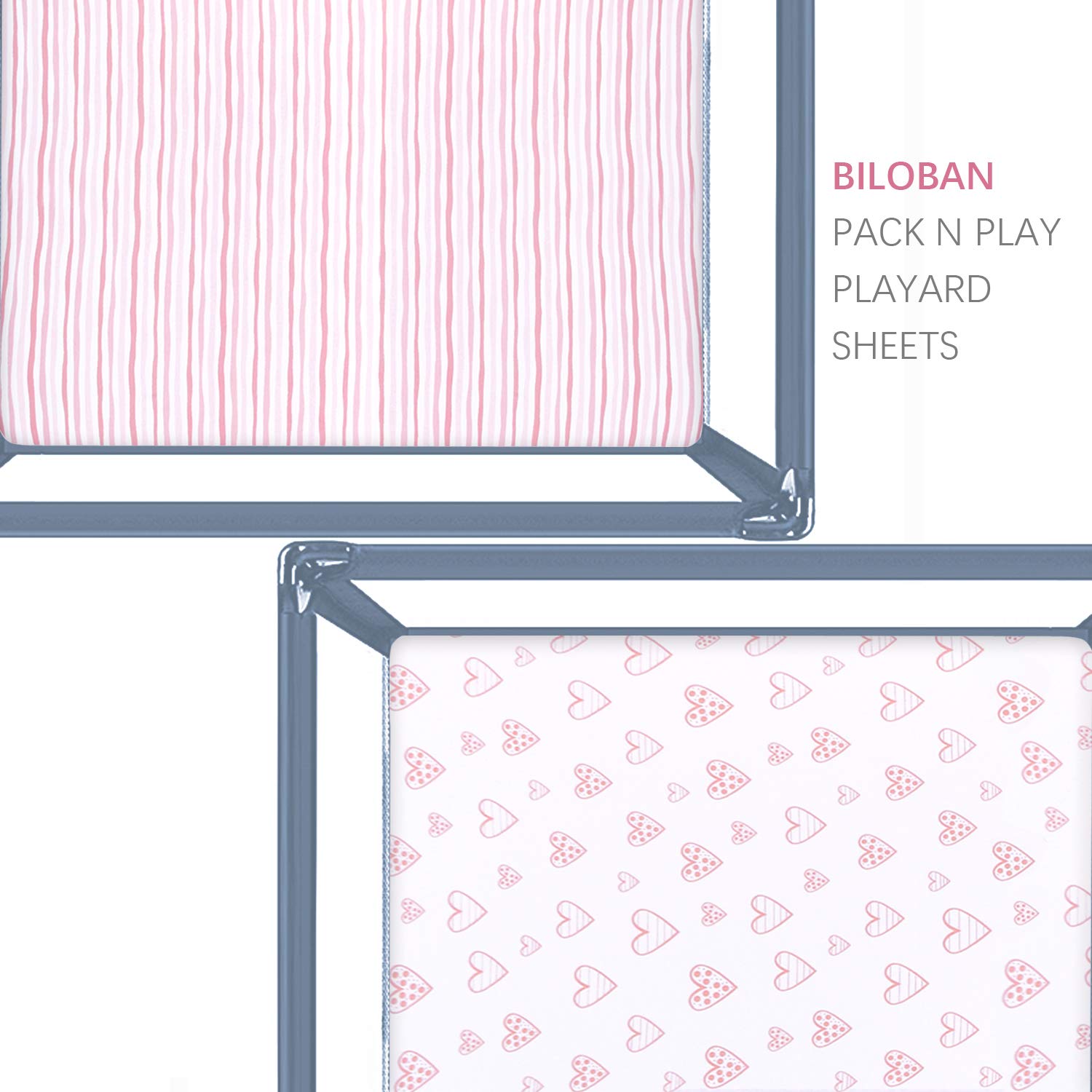 Biloban pink stripes and hearts pattern adds cute aesthetic for baby girl's nursery.
