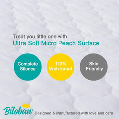 Biloban playard mattress cover ultra-soft surface closeup highlights baby comfort.