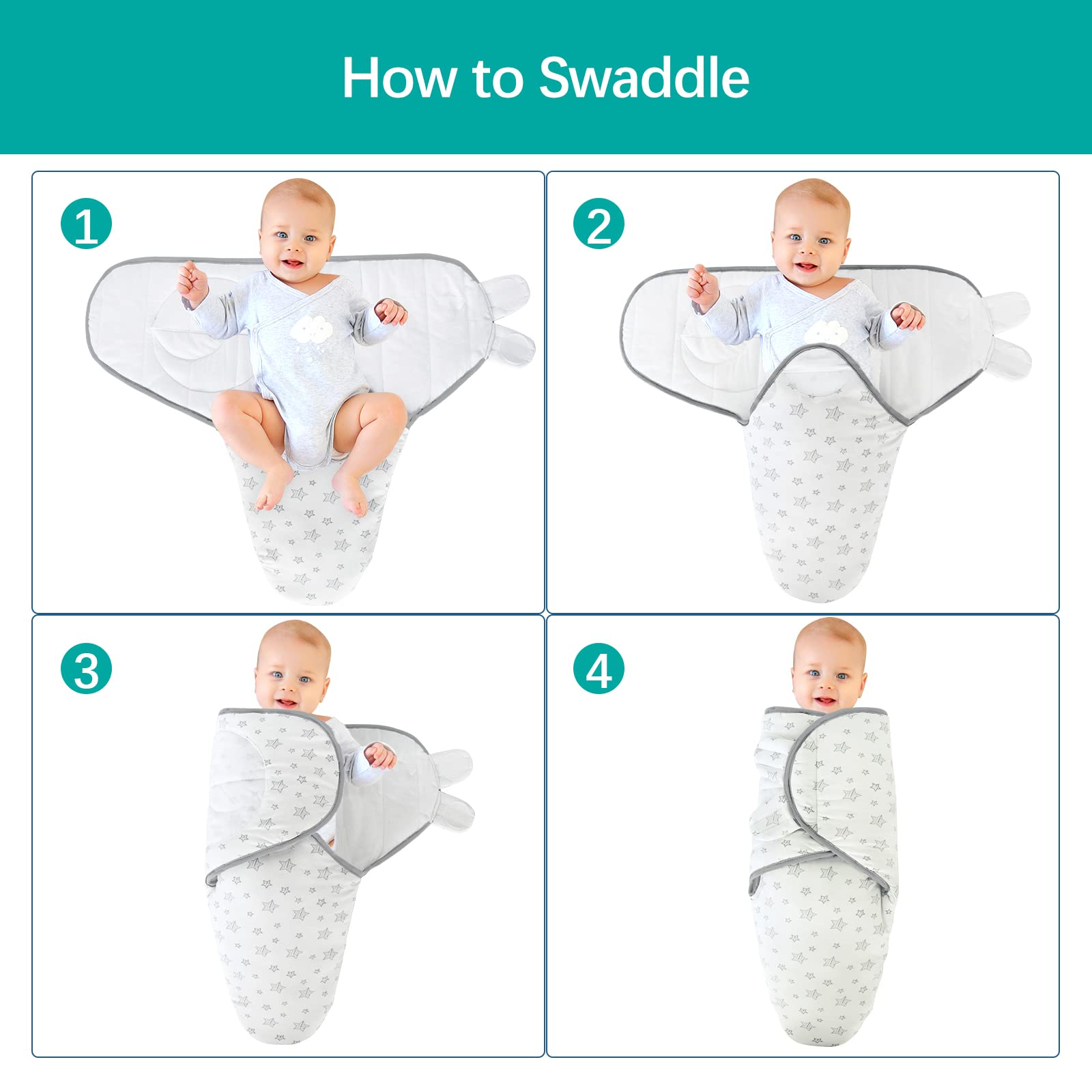 Biloban quilted swaddles lovely gray hearts and stars print for stylish, soothing nights