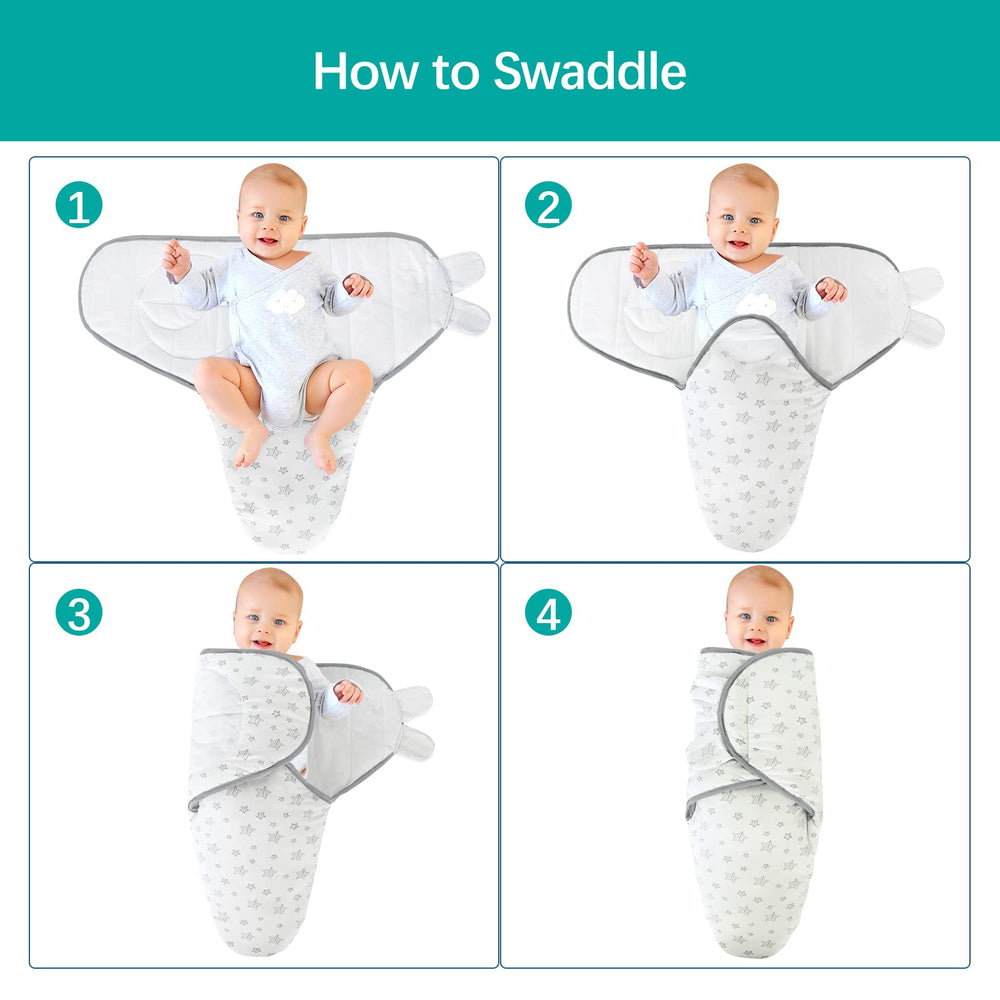 Biloban quilted swaddles lovely gray hearts and stars print for stylish, soothing nights