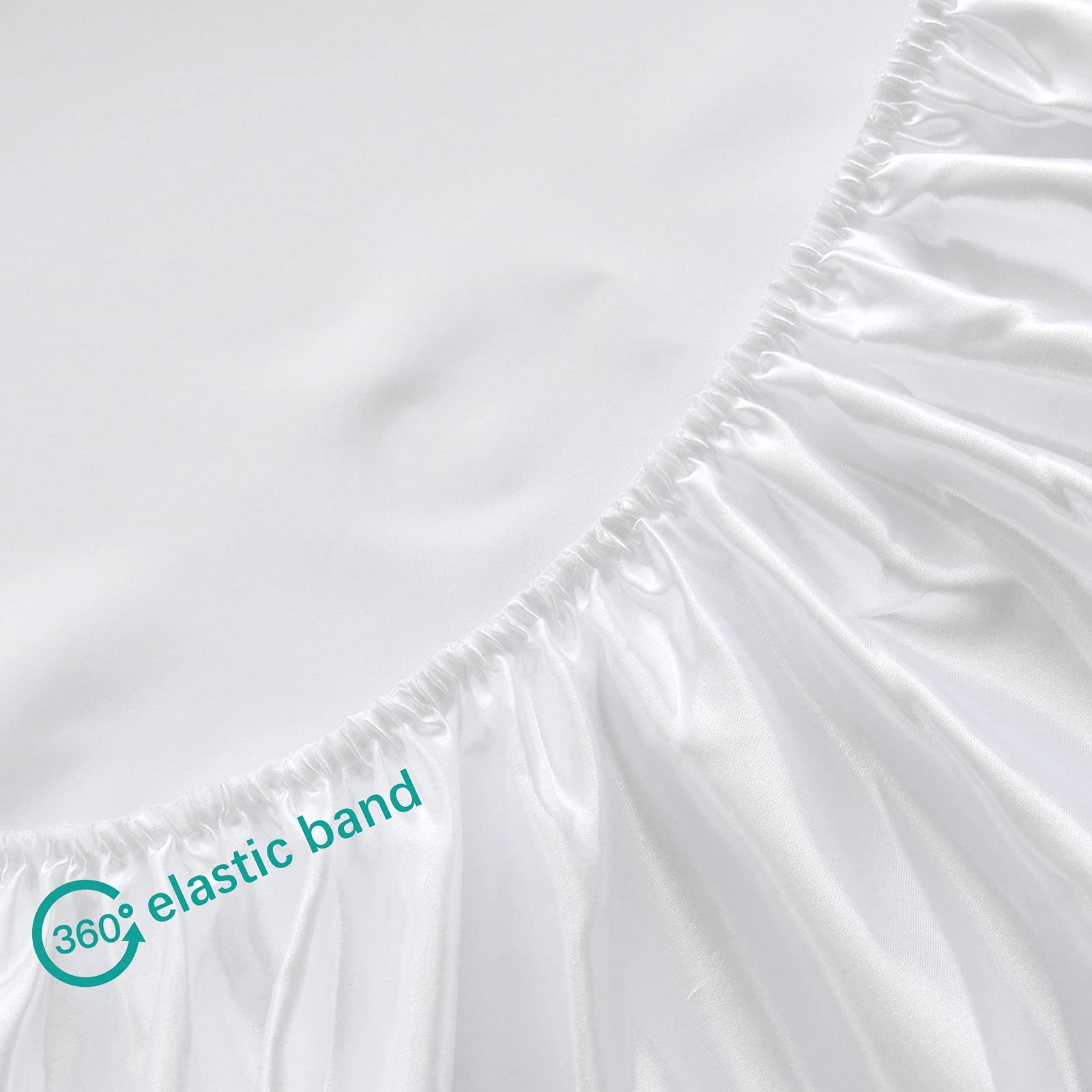 Biloban satin crib sheets on crib demonstration highlights cool, smooth surface ideal for sensitive skin.