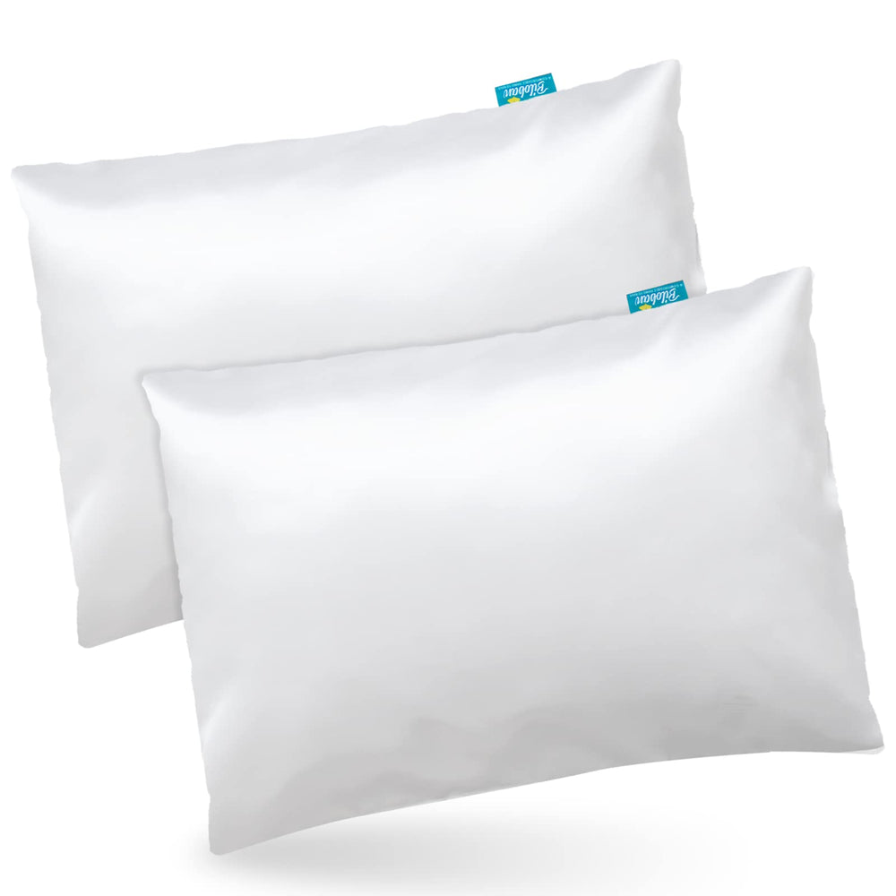Biloban satin toddler pillowcase fabric close-up with silky cooling feel for kids.