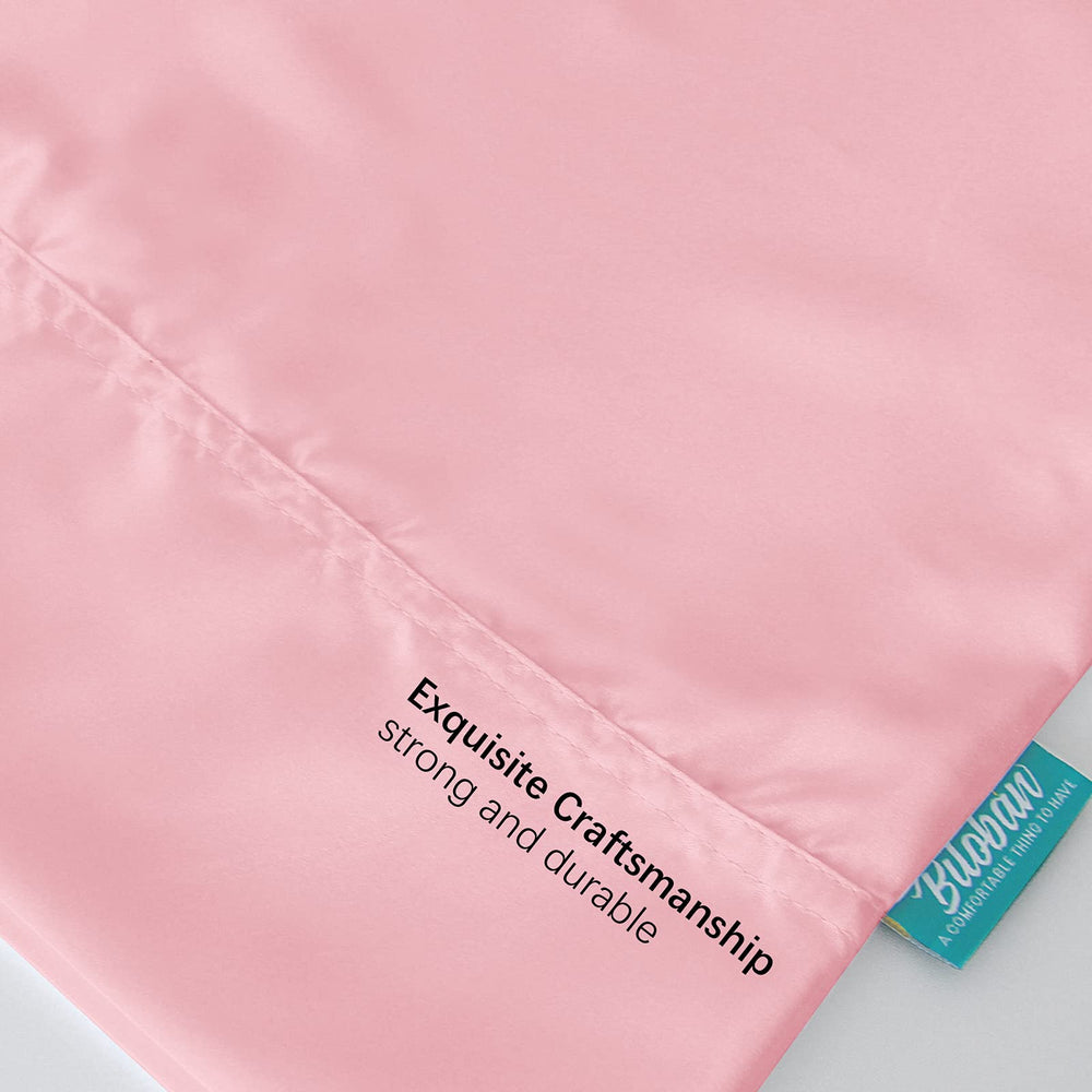 Biloban satin toddler pillowcase pink 2-pack packaging demonstrates portable travel-friendly design