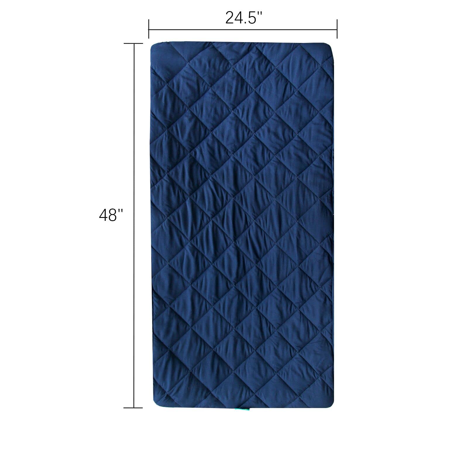 Biloban navy sheet for travel use, washer-safe and durable after cycles.
